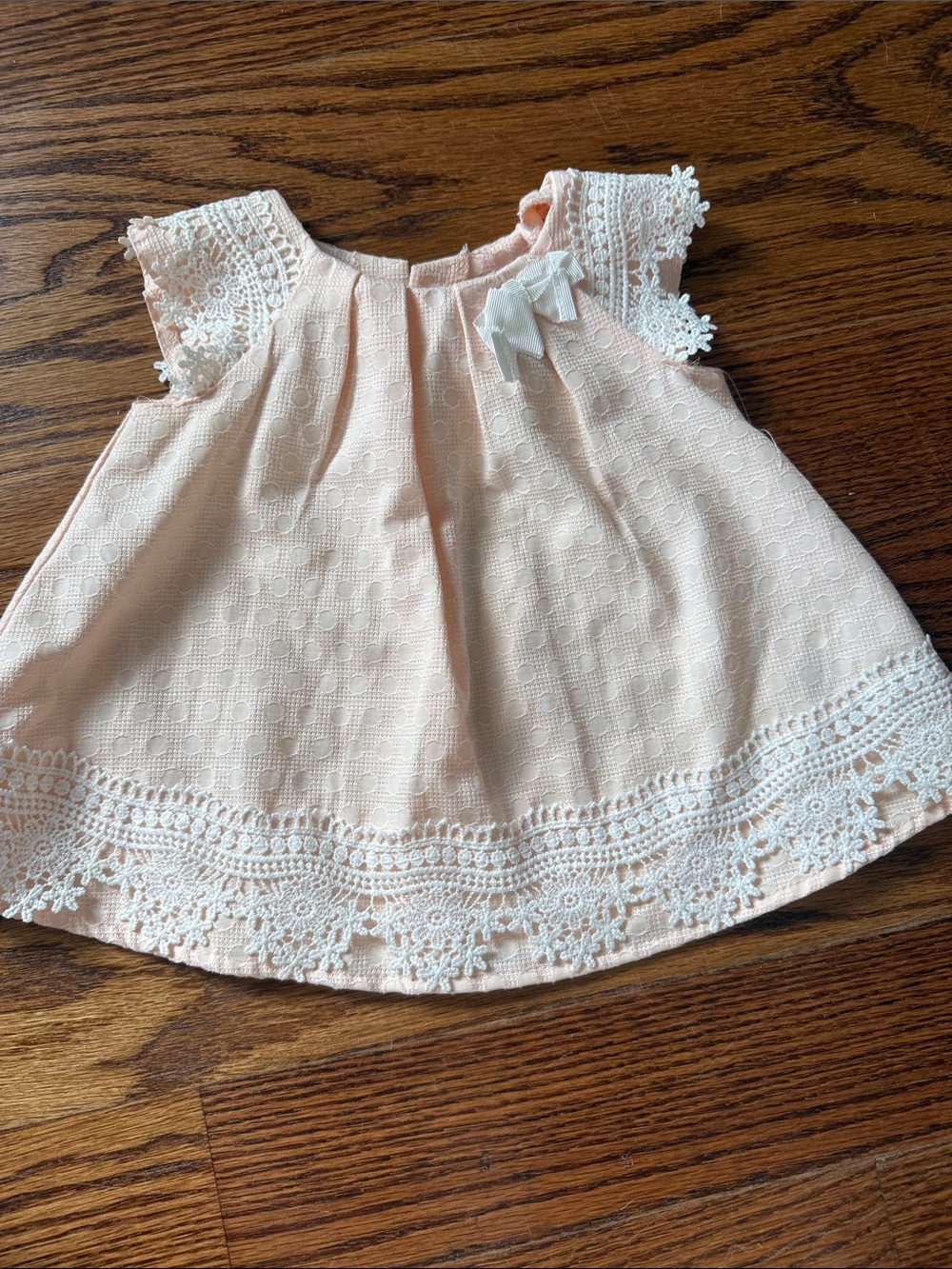 Catherine Malandrino Peach Dress with White Lace Trim